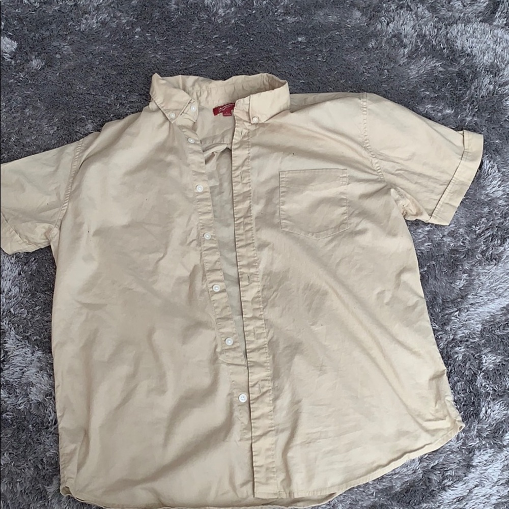 Tan men's button up shirt